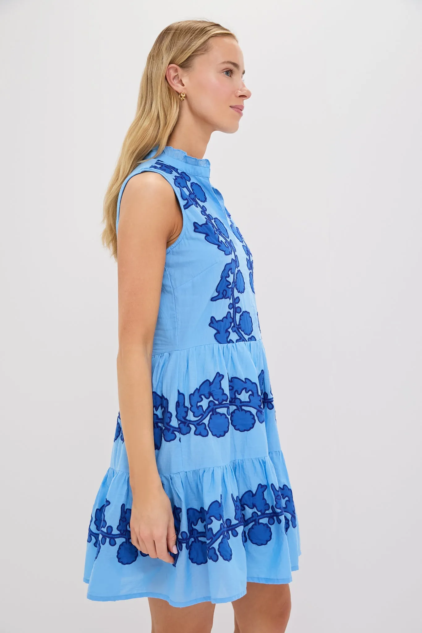 Tangier Blue Yoke Mini Dress