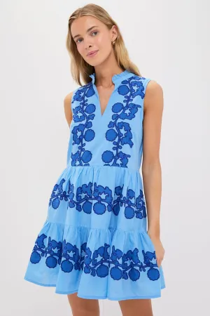 Tangier Blue Yoke Mini Dress