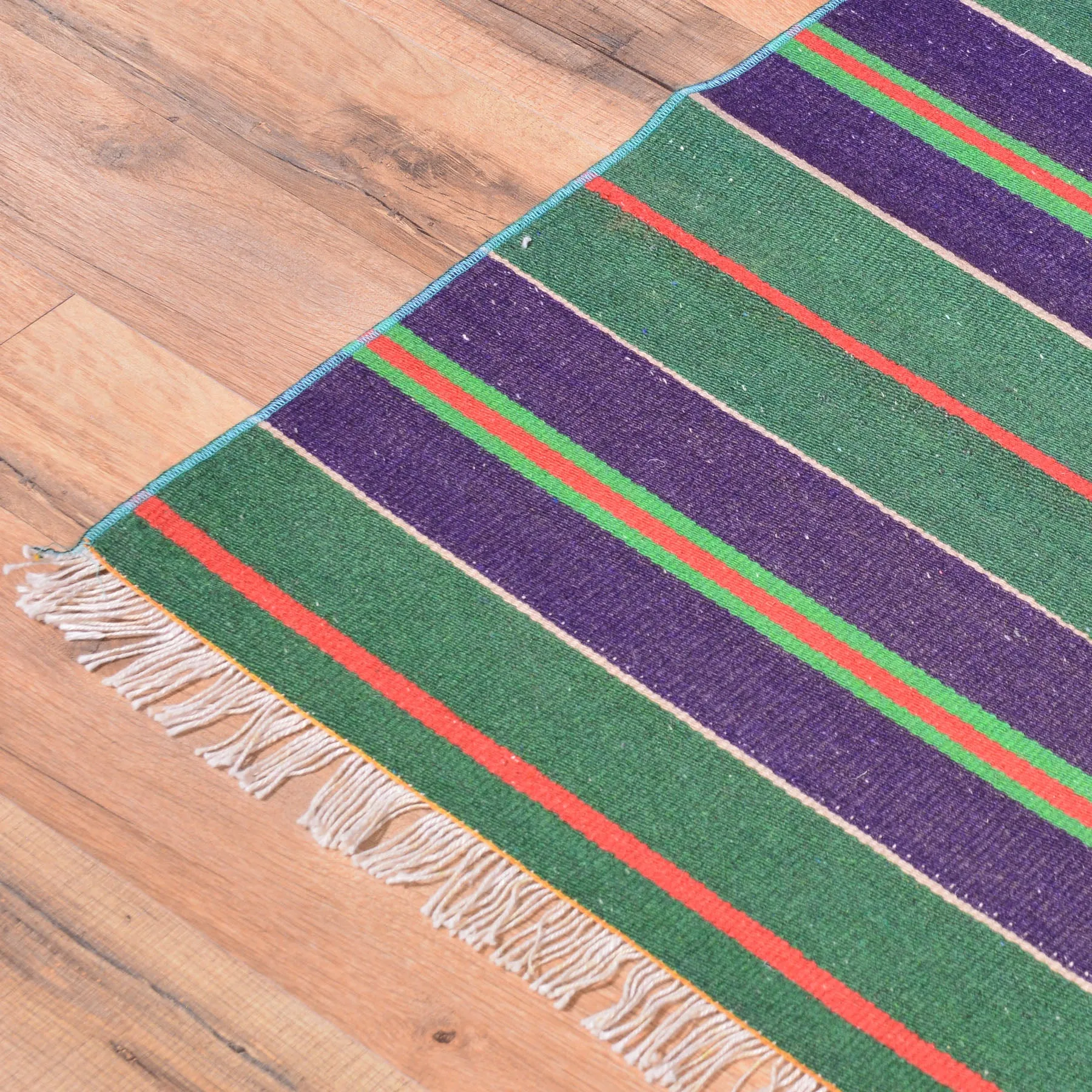Turkish Striped Design Handmade Reversible Kilim Wool Rug (Size 3.5 X 4.8) Brral-5187