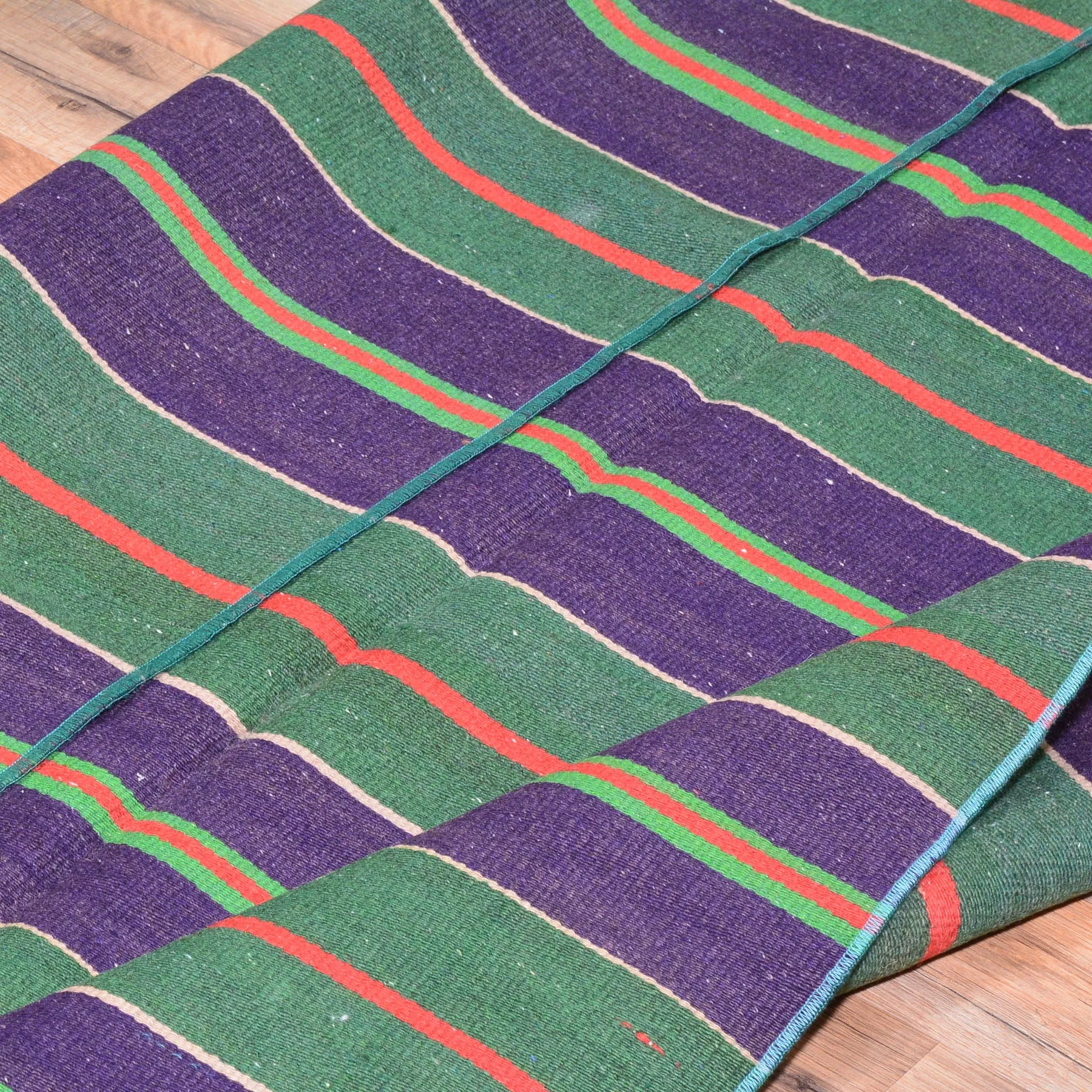 Turkish Striped Design Handmade Reversible Kilim Wool Rug (Size 3.5 X 4.8) Brral-5187