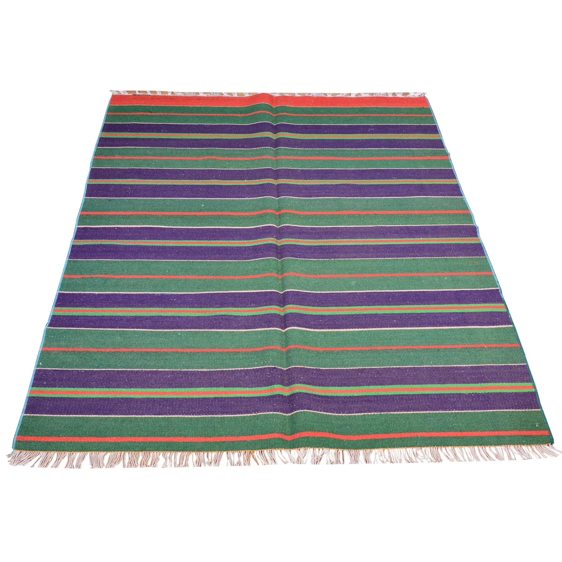 Turkish Striped Design Handmade Reversible Kilim Wool Rug (Size 3.5 X 4.8) Brral-5187
