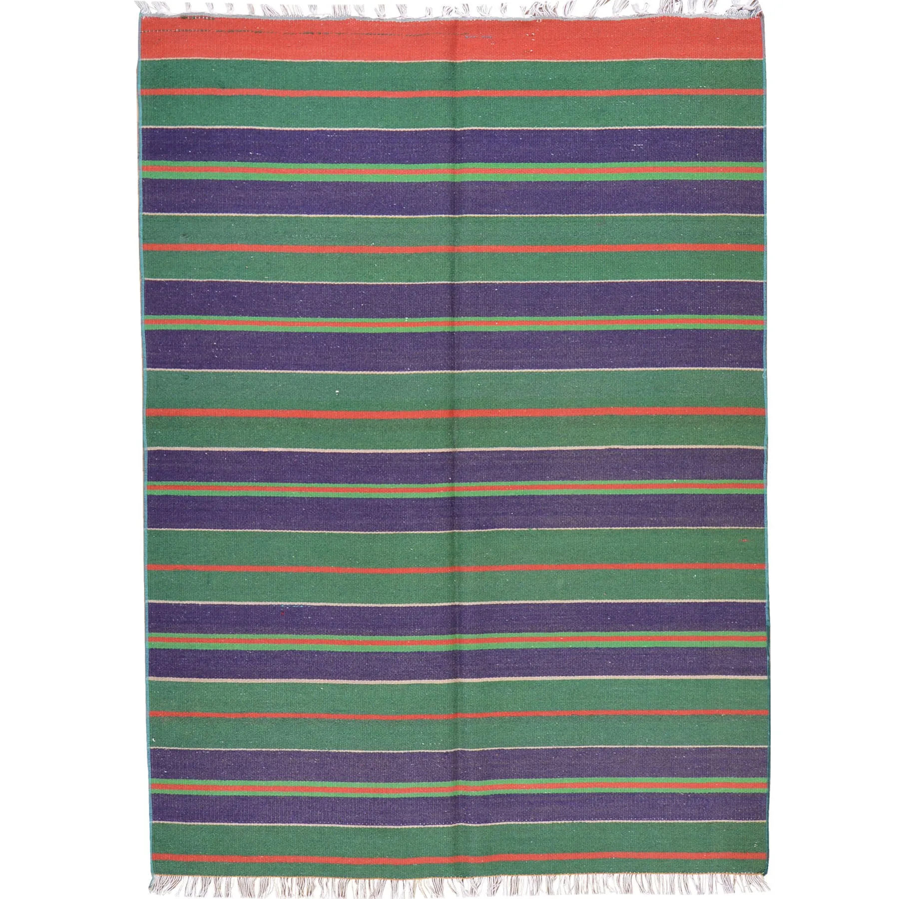 Turkish Striped Design Handmade Reversible Kilim Wool Rug (Size 3.5 X 4.8) Brral-5187