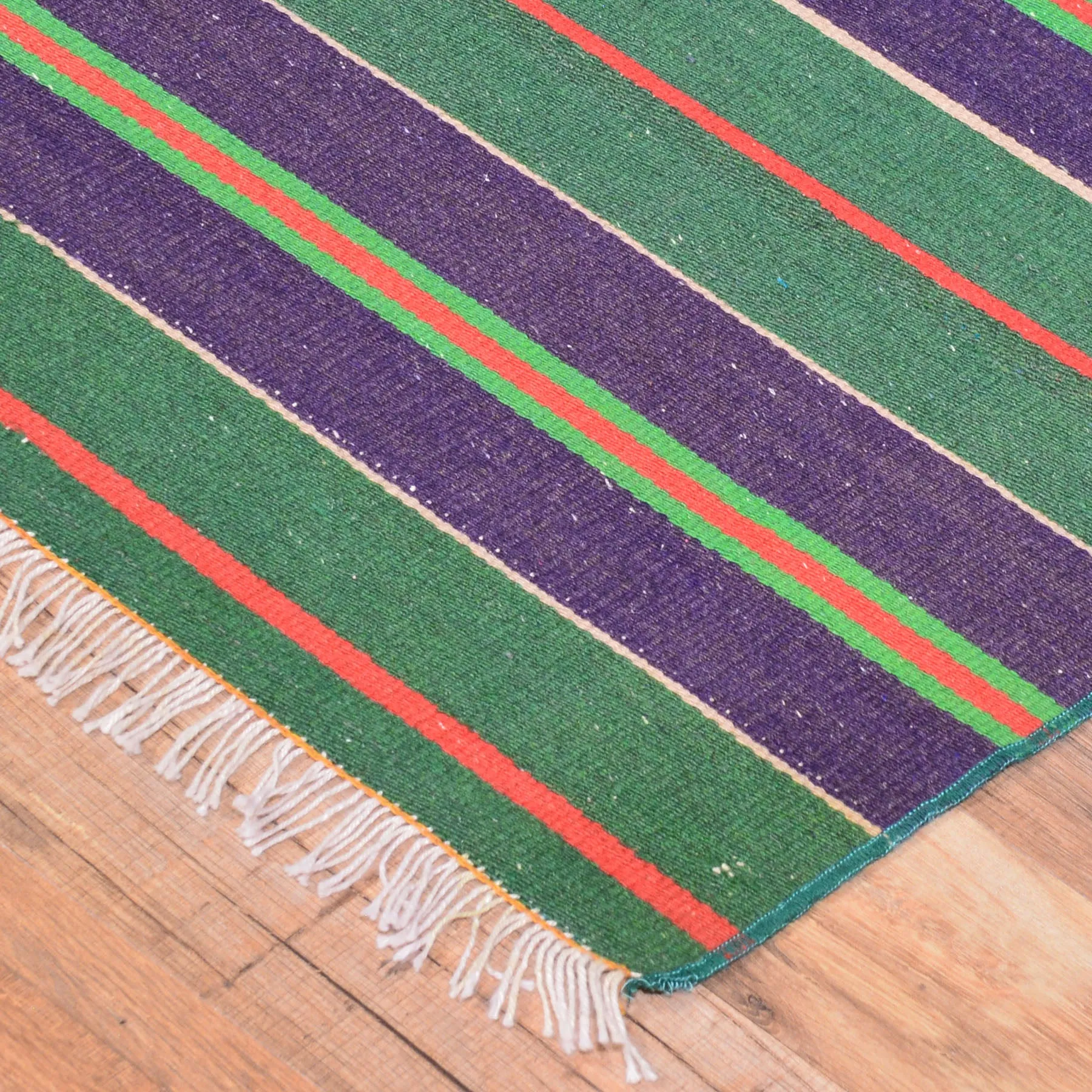 Turkish Striped Design Handmade Reversible Kilim Wool Rug (Size 3.5 X 4.8) Brral-5187