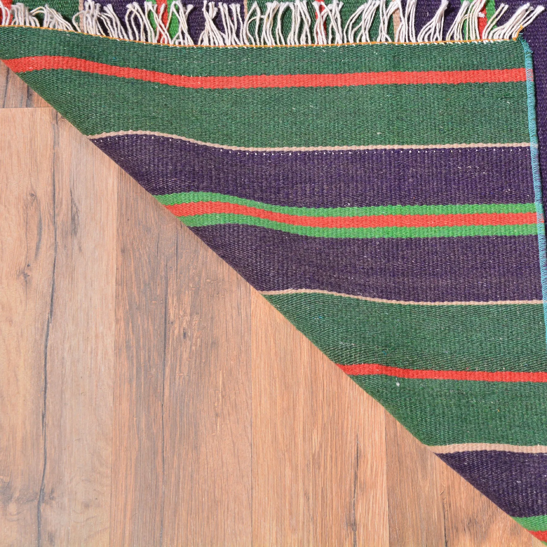 Turkish Striped Design Handmade Reversible Kilim Wool Rug (Size 3.5 X 4.8) Brral-5187
