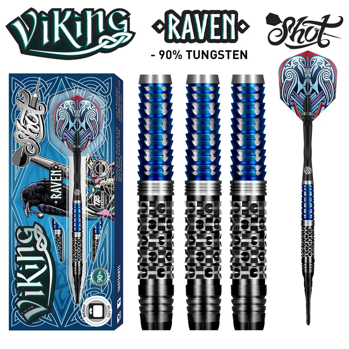 Viking Raven Soft Tip Dart Set-90% Tungsten Barrels