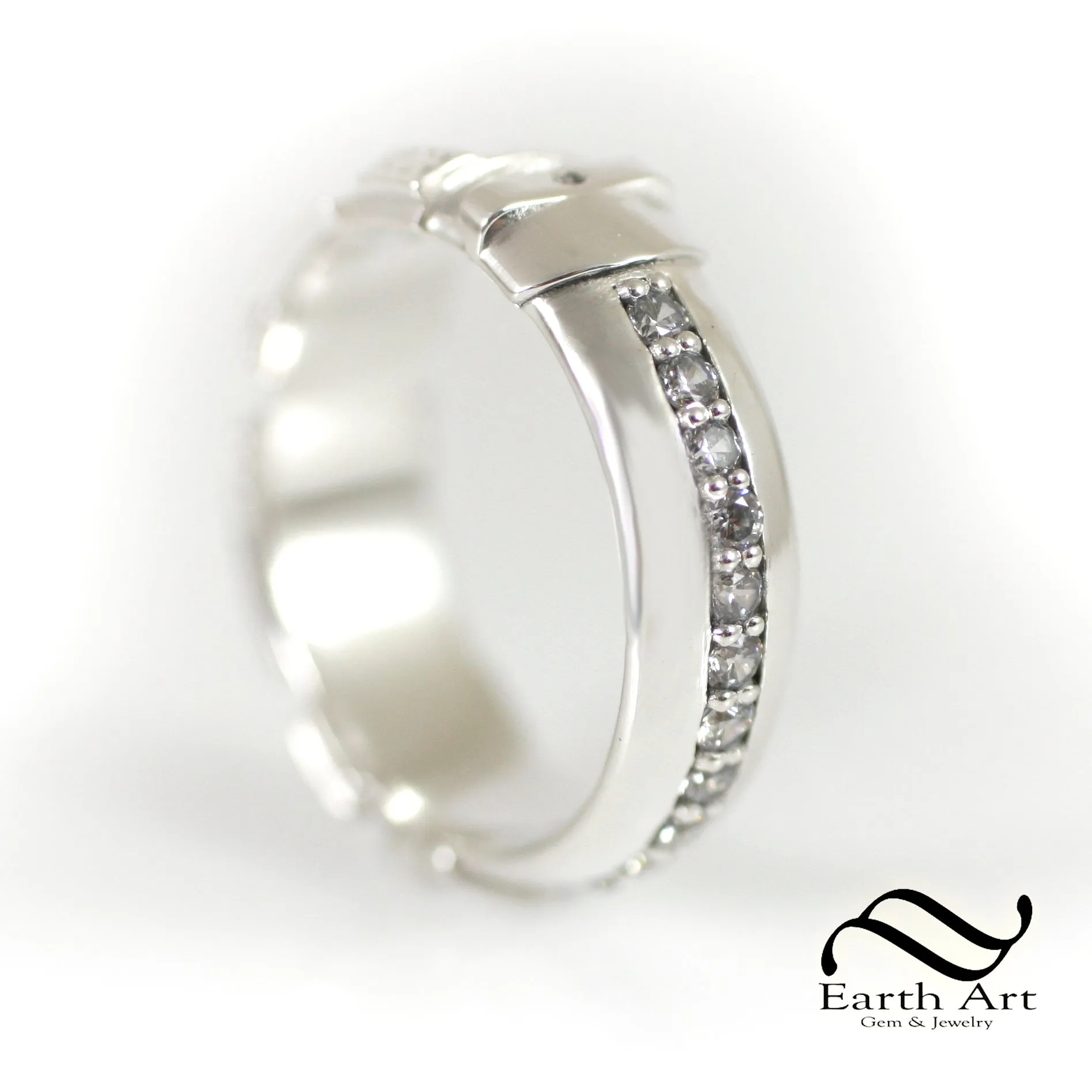 Wide Diamond Light Saber Ring - fully Polished in gold or silver