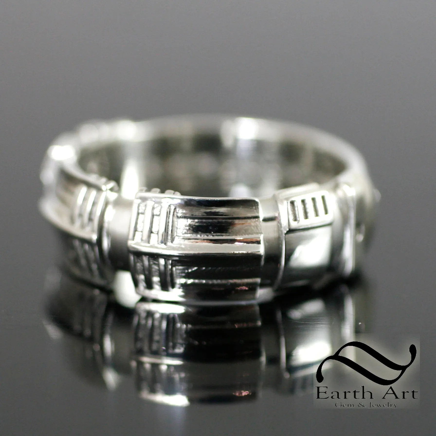 Wide Diamond Light Saber Ring - fully Polished in gold or silver