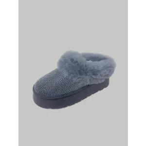 Wild Diva Embellished Faux Fur Platform Booties Elevate Your Style