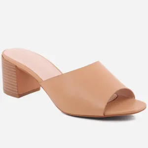 Women "RUYUMINA" Elegant Mid High Block Heel Slip On Sandals