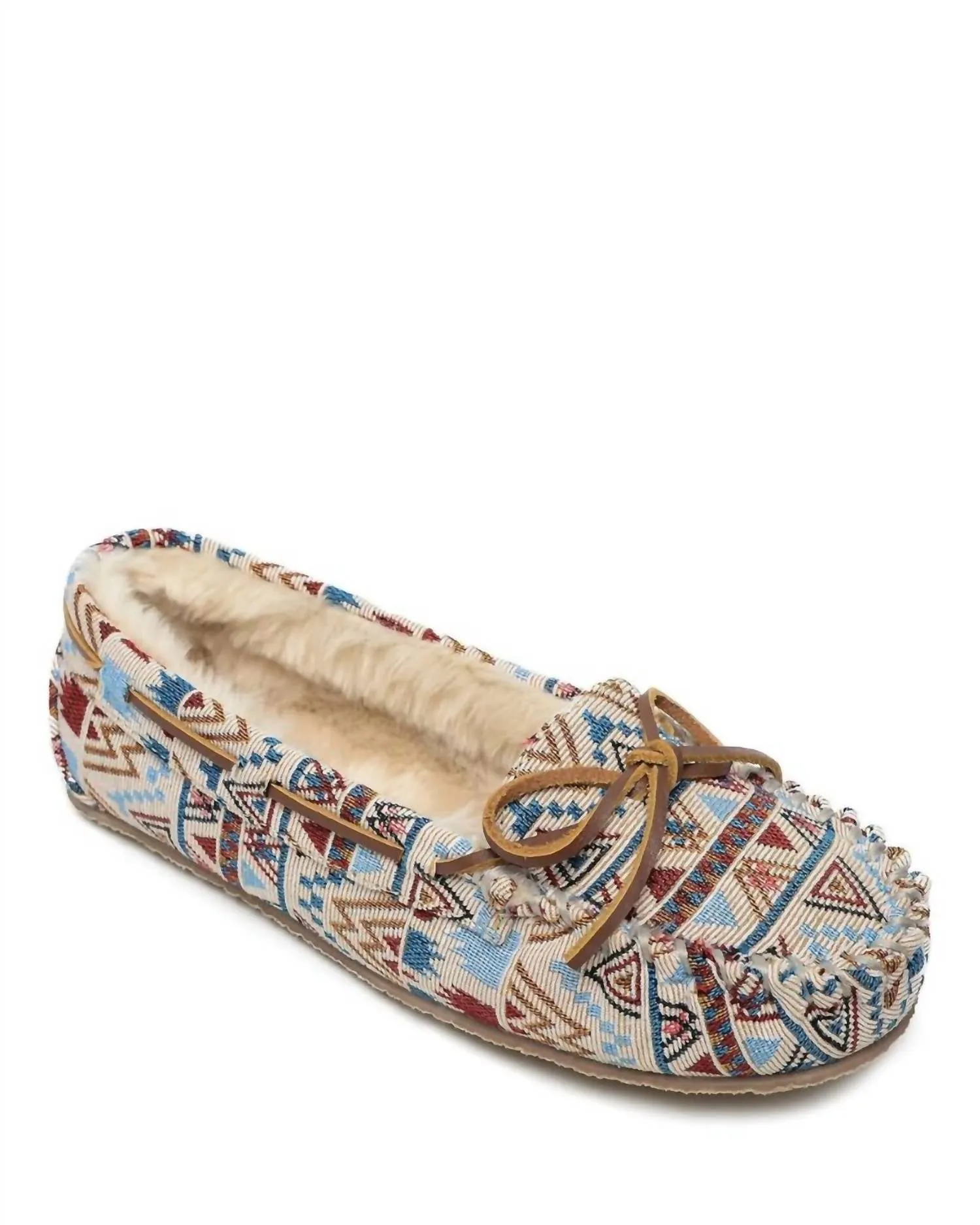 Women's Cally Mosaic Faux Fur Lined Slipper In Cream