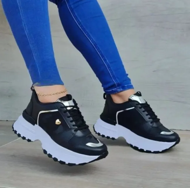 Women's Classic High Top Lace Up Sneakers with Gold Heart Accent | Perfect for Everyday Wear