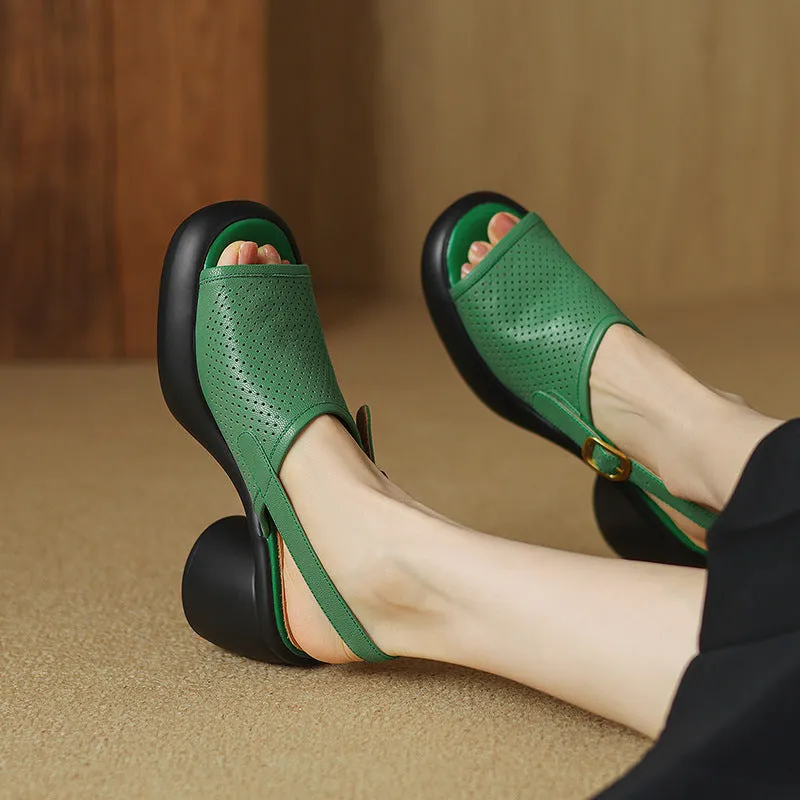 Women's Full-grain Sheepskin Open Toe Platform High Heels