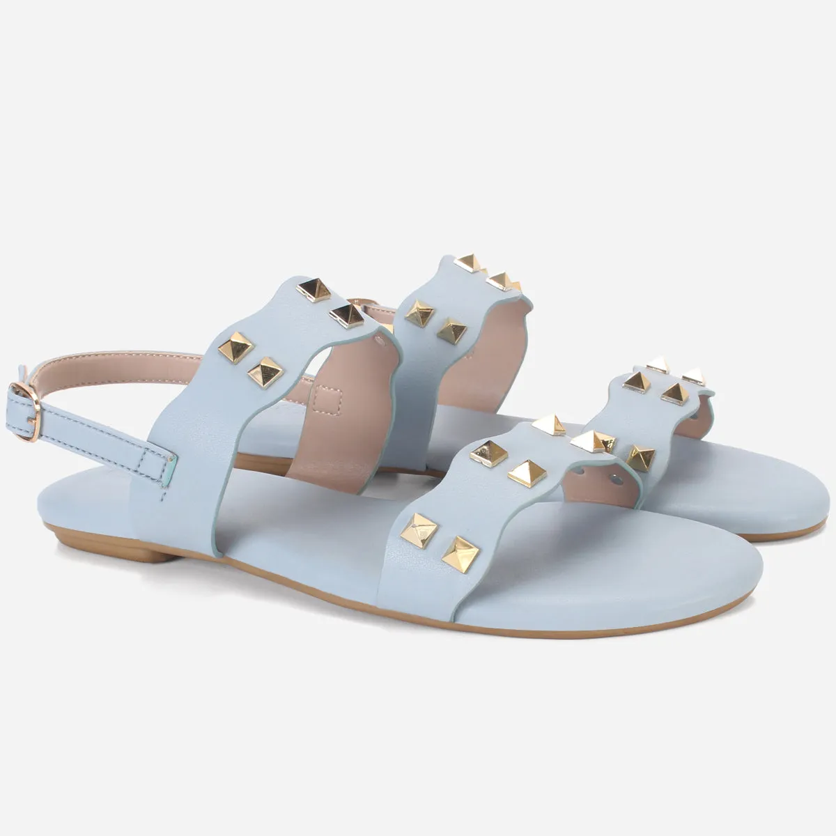 Womens "MAEY" Flat Stud Detailing Summer Sandals