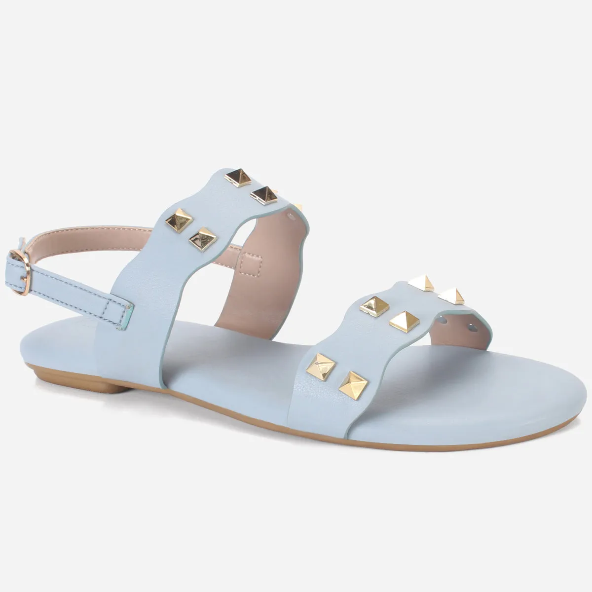 Womens "MAEY" Flat Stud Detailing Summer Sandals