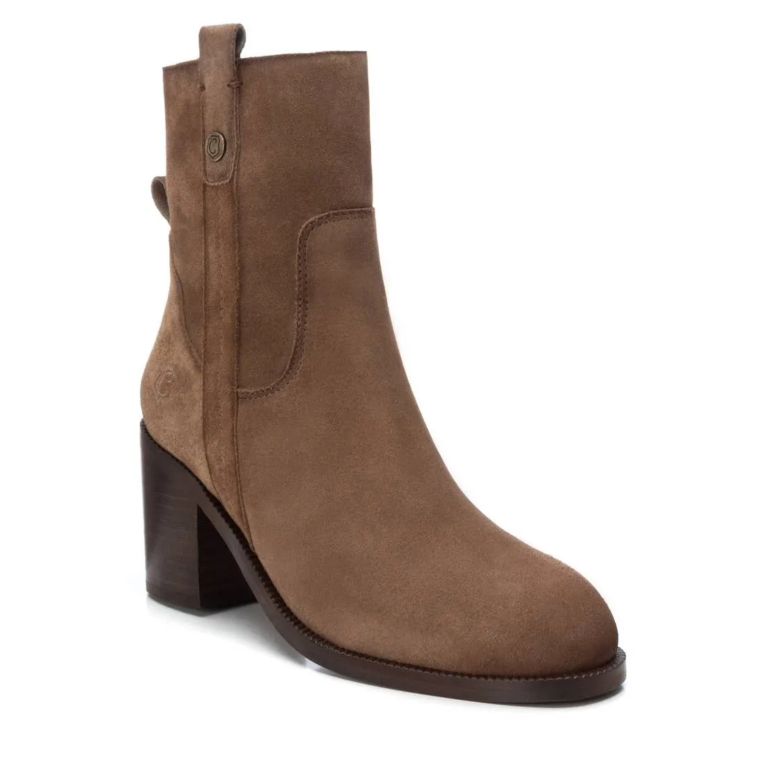 Women's Suede Block Heel Booties Carmela By XTI 160937 Taupe