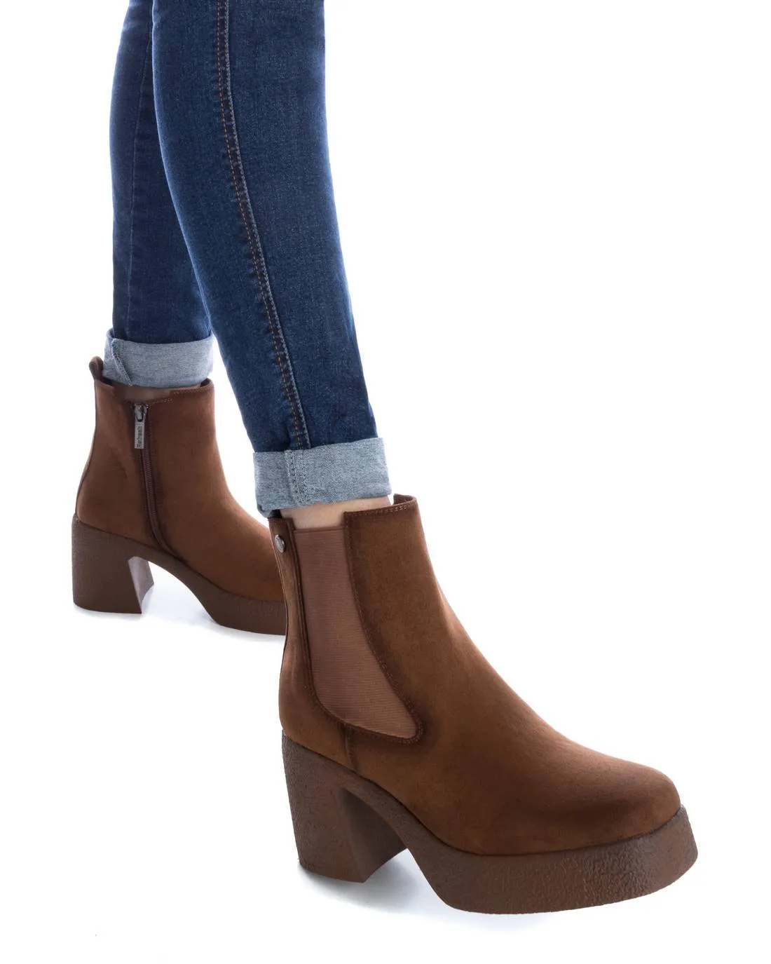Women's Suede Booties By XTI A 171311 Camel