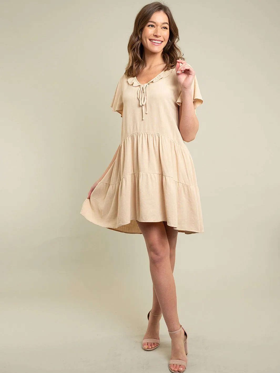 WOMEN'S TIE FRONT MINI DRESS