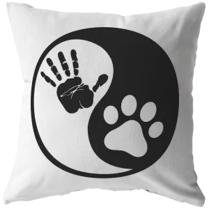 Yin & Yang - Dog Paw and Human Hand - Pillow