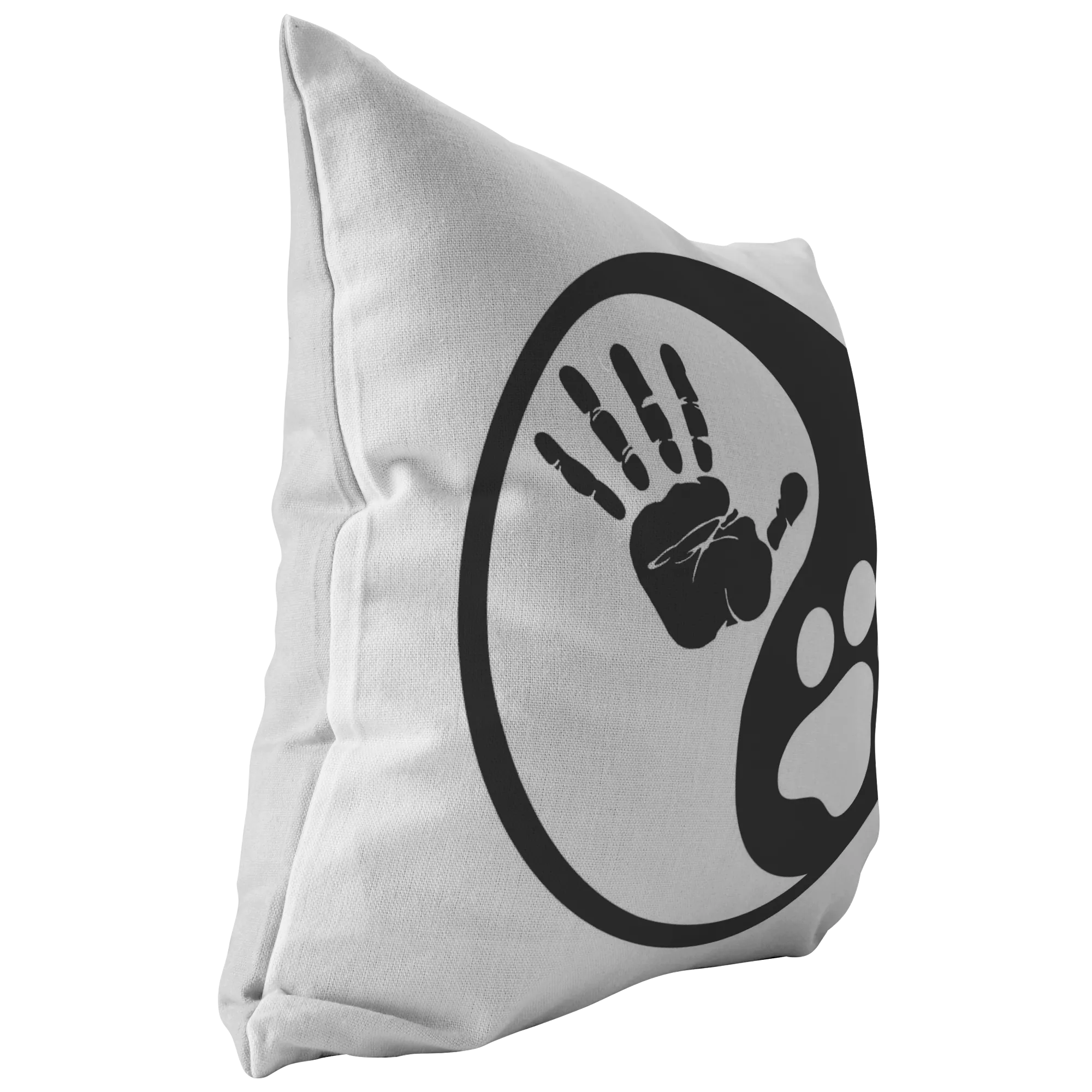 Yin & Yang - Dog Paw and Human Hand - Pillow