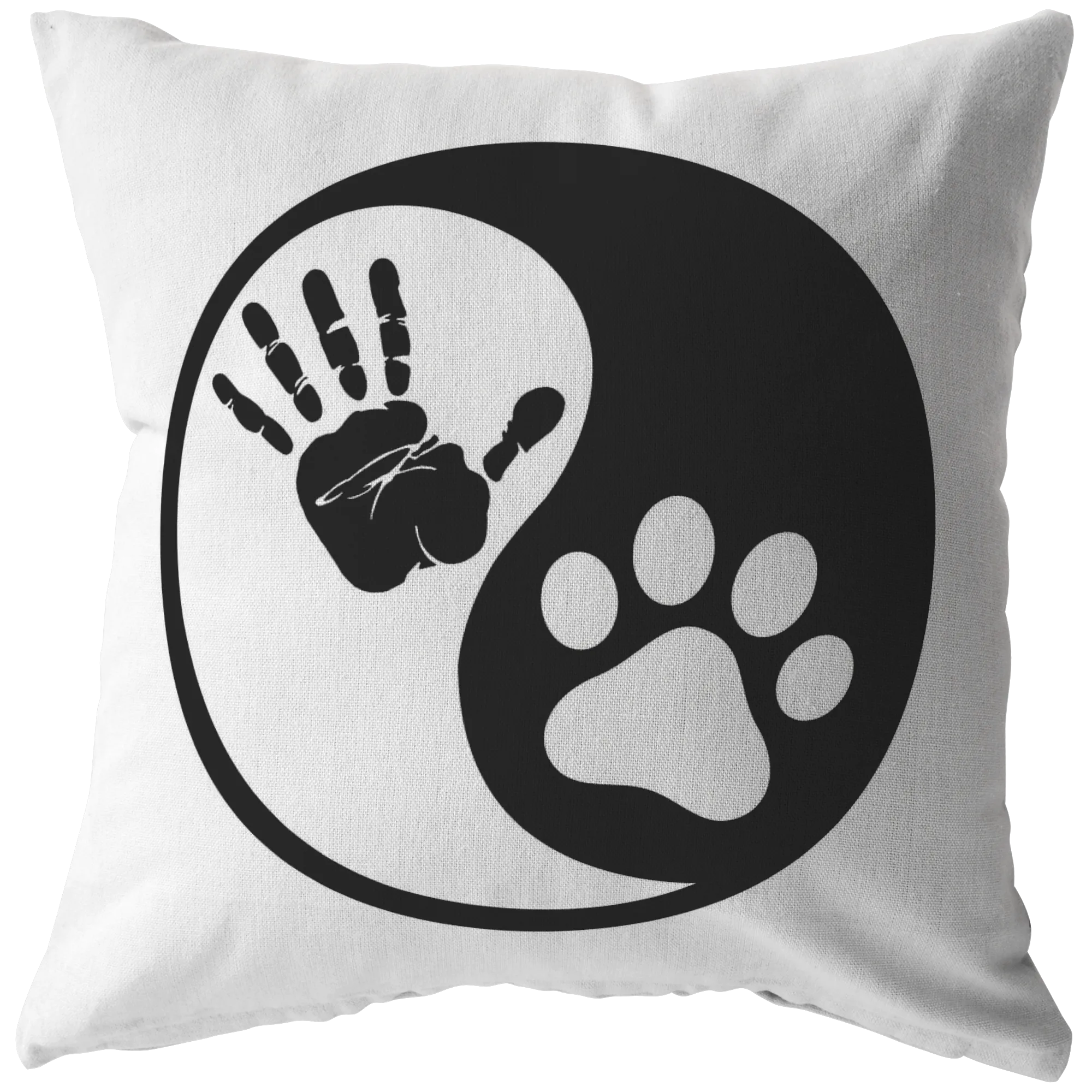 Yin & Yang - Dog Paw and Human Hand - Pillow