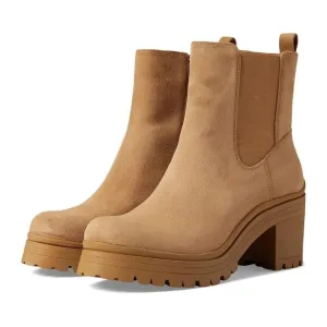 Zendaya Natural Suede Heeled Ankle Booties