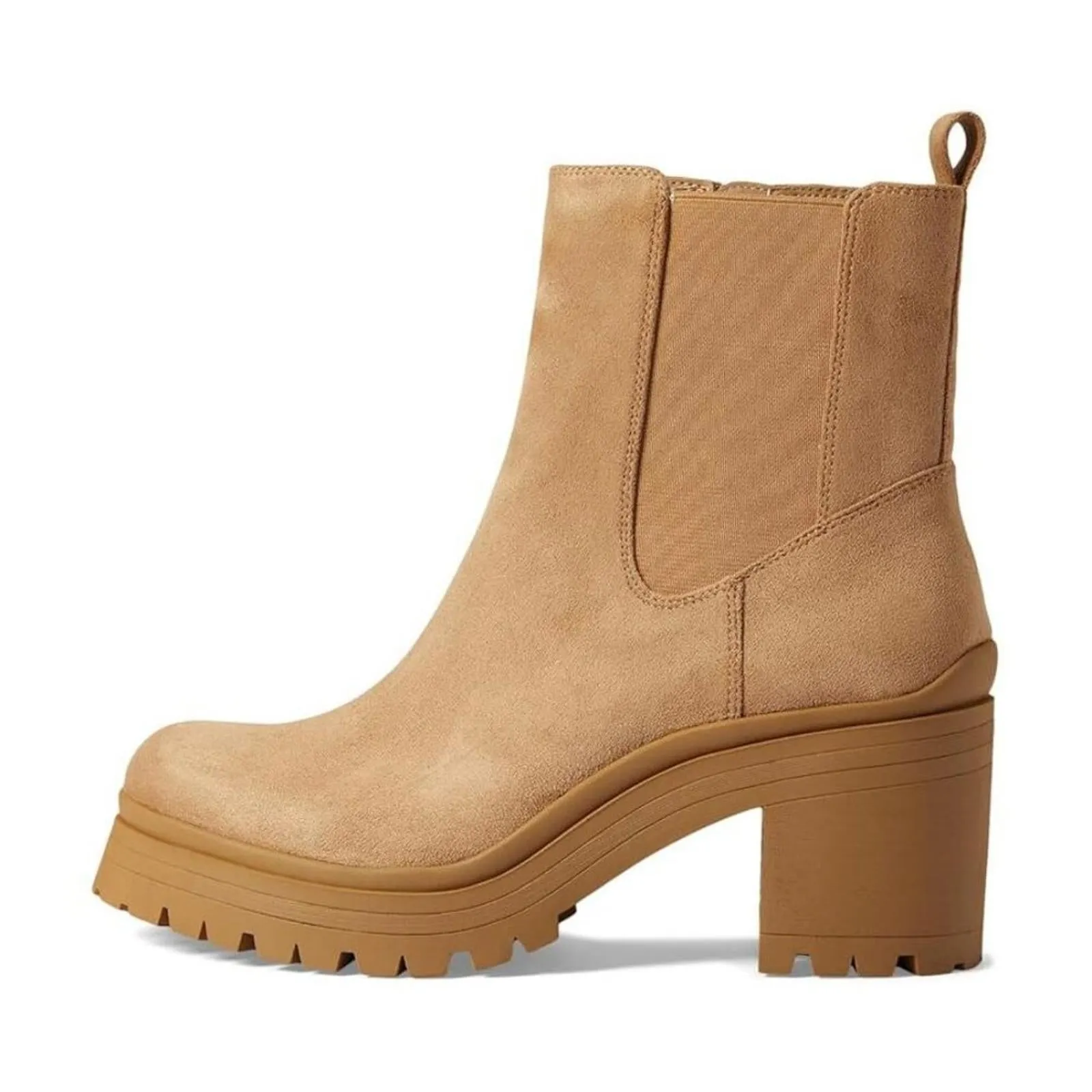 Zendaya Natural Suede Heeled Ankle Booties